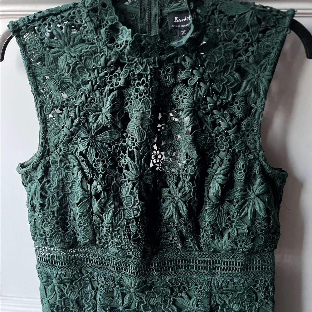 Forest Green Bardot Lace Dress size 8